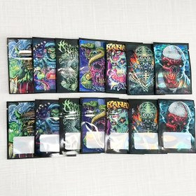 Resim 100 adet Hologram Folyo Işıltılı Tarz Fermuarlı Mylar Çantalar - Sızdırmaz, Yeniden Kapatılabilir Su Geçirmez Depolama Torbaları Hediye Paketleme ve Düzenleme için, Karışık Tasarımlar (Yılanlar, Kafatasları, Uzaylılar, Yapraklar), Holografik Yeniden Kapatılabilir Çantalar 
