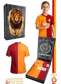 Resim Galatasaray Lisanslı 23-24 Parçalı Sarı Kırmızı Çocuk Forma Aslan Baskılı Ahşap Kutulu Sarı - Kırmızı 
