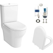 Resim Vitra Zentrum Kanalsız Duvara Sıfır Klozet, Rezervuar, Iç Takım ve Yavaş Kapanan Kapak 7783L003-0092 