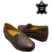 Resim Günlük Kadın Hakiki Deri Comfort Tam Ortopedik Anne Ayakkabısı Kahve Fasulye Baskı Kahverengi 