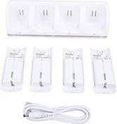 Resim Wii Uzaktan Kumanda Için 4'ü 1 Arada Şarj İstasyonu, 4 Paket 2800mAh Şarj Edilebilir Pil Ile Uzaktan Kumanda Şarj İstasyonu, Kontrol Cihazı Şarj İstasyonu İstasyonu (WHITE) 