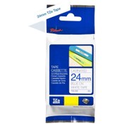 Resim Brother TZe-253 24mm Beyaz üzerine Mavi Laminasyonlu Etiket 