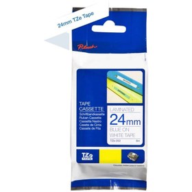 Resim Brother TZe-253 24mm Beyaz üzerine Mavi Laminasyonlu Etiket 