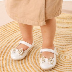 Resim Kiko Kids Silvery Cilt Cırtlı Kum Sim Fiyonklu Kız Çocuk Babet Ayakkabı Sedef 