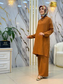 Resim KADO YAKA BAĞLAMA KOL LASTİKLİ DETAY TAKIM 263466 - Taba / 40 