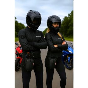 Resim Motobros Karbon Desenli Deri Motosiklet Bacak Çantası 3 Gözlü Su Geçirmez Universal Kullanım İçin 