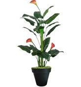 Resim Yapay Ağaç Gala Ağacı Salon Bitkisi 160cm 20 Yaprak Siyah Plastık Saksıda 