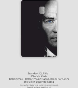 Resim Atatürk Siyah Zemin - Papara Tosla Kart Kaplama Stickeri Kredi Kartı Için Uyumlu Diğer 
