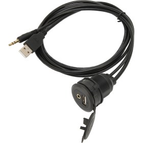 Resim Vkemall Araç, Bisiklet, Motosiklet Ve Botlar İçin Su Geçirmez 1m Usb 2.0 + 3.5mm Aux Ertelenmiş Kablosu - Dayanıklı Pc Malzeme, Gömülü Tasarım 