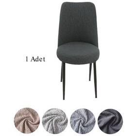 Resim StarMall Jakarli Kumaş Oval Sandalye Kılıfı,sandalye Örtüsü Çubuk Desen 1 Adet Antrasit 
