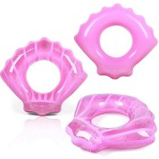 Resim Payetler Kabuk Şekli Şişme Yüzme Simidi 80 x 90 CM - Pembe Çok Renkli 