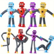 Resim 4 Adetlik Esnek Eğlenceli Esnek Robot Oyuncak Seti, Vakumlu Eller, Dayanıklı Plastik, Çeşitli Renkler - Cadılar Bayramı ve Noel Hediyeleri İçin İdeal 