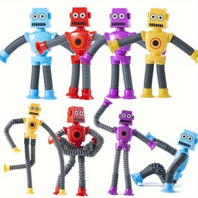 Resim 4 Adetlik Esnek Eğlenceli Esnek Robot Oyuncak Seti, Vakumlu Eller, Dayanıklı Plastik, Çeşitli Renkler - Cadılar Bayramı ve Noel Hediyeleri İçin İdeal 