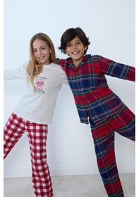 Resim Defacto Erkek Çocuk Pijama Takımı Flanel Uzun Kollu Üst Uzun Alt F0983a825wnrd286 Kırmızı-rd286 