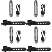 Resim 4x LED Bisiklet Kuyruk Işığı Kırmızı ve Mavi USB Şarj Edilebilir Su Geçirmez Süper Çok Amaçlı Acil Durum Işığı (Yurt Dışından) 