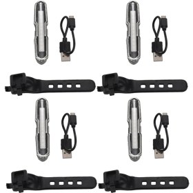 Resim 4x LED Bisiklet Kuyruk Işığı Kırmızı ve Mavi USB Şarj Edilebilir Su Geçirmez Süper Çok Amaçlı Acil Durum Işığı (Yurt Dışından) 