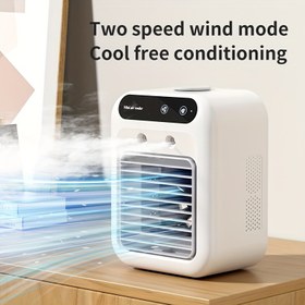 Resim Taşınabilir Mini Klima Fanı - USB Şarj Edilebilir, 1800mAh Pil, Sessiz Çalışma, Ev, Ofis & Seyahat için Kompakt Tasarım, Serin Hava, İki Hız Modu, Beyaz, Seyahat Fanı | Şık Beyaz Fan | Dayanıklı Plastik, Taşınabilir Fan 