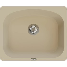 Resim POLEX Cristalüx Granit Evye P-OL60 Bej Tezgah Altı Ve Tezgah Üstü Kare Mutfak Evyesi 60x49,5cm 