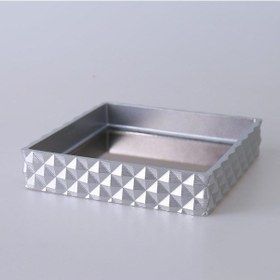 Resim Selim Dekor Piramit Aynalı Tepsi Gümüş 