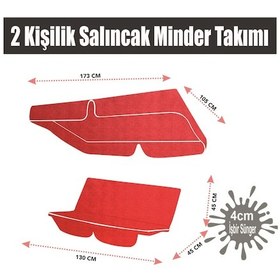 Resim Viphomeconcept Vip Salıncak Minder Seti 2 Kişilik Tenteli Minder Kırmızı 