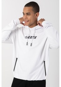 Resim Maraton Sportswear Oversize Erkek Kapşonlu Düşük Kol Basic Beyaz Sweatshirt 22465-beyaz 