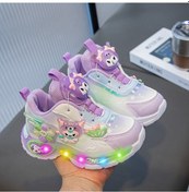 Resim Uıowoo Prenses Stili Işıklı Ayakkabı Döner Toka Ve Led Işık Kız Çocuk Platformu Sneaker Mor Deri Yüzey 