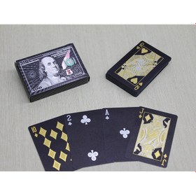 Resim Gümüş Dolar Tasarımlı Siyah İskambil Oyun Kartı 