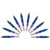 Resim 10 Adet 3.175mm Mavi Kaplama Pcb 3d Freze Kesici 10/15/20/25 Derece Tungsten Karbür V Şekilli Gravür Ucu Cnc Router Aracı 