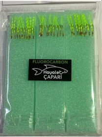 Resim Florocarbon Arnavut Çaparisi 12 No 3lü Paket 0.12/0.24 Uv Yeşil 