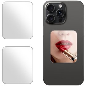 Resim 2 Adet Ayna Transfer Telefon Stickerları Dikdörtgen Akrilik Yapışkanlı Makyaj Aynası Mobil Kılıf için 