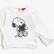 Resim Kız Bebek Pamuklu Snoopy Lisanslı Baskılı Bisiklet Yaka Sweatshirt 