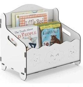 Resim Monte Bank Kitaplık Dergilik Çocuk Odası Ahşap Mdf Bebek Kitaplığı Mini Çocuk Kitaplığı (Beyaz) 