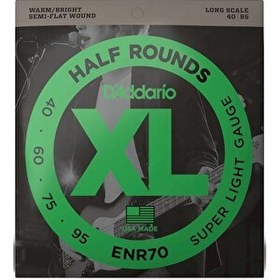 Resim D'Addario ENR70 Half Round Bass Regular Light Bass Gitar Tel Seti 
