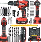 Resim Mager MGR1058 Darbeli Çift Akülü Şarjlı Vidalama Matkap + 24 Parça Profesyonellere Özel Alışımlı Lokma Seti 