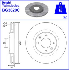Resim Peugeot 206 Hatchback 2.0 Hdi 90 1999-2019 Delphi Ön Fren Diski 2 N11.2920 