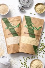Resim aktarloji 500 Gr Bitkisel Protein Seti ( 250 Gr Bezelye Proteini + 250 Gr Pirinç Proteini ) %86 Yüksek Protein 
