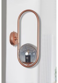 Resim Luzarana Zenga Bakır Metal Gövde Füme Camlı Tasarım Aplik 