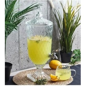 Resim Tamu Cam Şerbetlik Lüks 3 Litre Kokteyl Limonata Meşrubat Sebil 