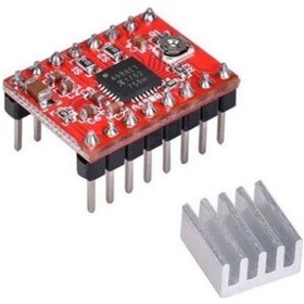 Resim Arduino A4988 1A Kırmızı Step Motor Sürücü ( Soğutucu Dahil ) 