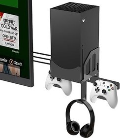 Resim Wall Mount for Xbox Series X (with accessories installed near the TV),Metal material,Controller Holder & Headphone Hanger,Black 