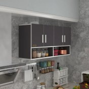 Resim Kenzlife hazır mutfak vesper gri 060*120*32 mutfak banyo dolabı kapaklı raflı 