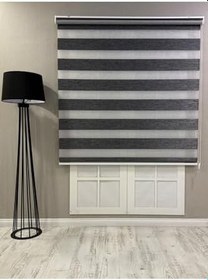 Resim Delüks Zebra Stor Perde Geniş Plise, Antrasit Gri, 110 x 200 