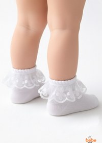 Resim Trend Bebe Butik Kız Çocuk Dantelli Çorap | Pamuklu, Bilek Fırfırlı, Okul,Özel Gün & Günlük Kullanım | 3-11 Yaş 