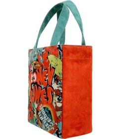 Resim Dogo Kadın Vegan Çok Renkli Large Tote Bag - Warner Bros The Toon Parade Tasarım Yeşil - Turuncu 