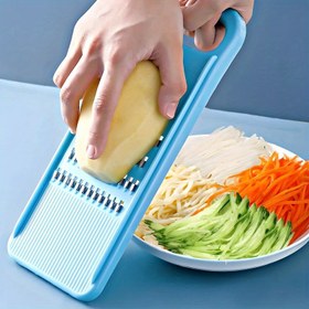 Resim 1 Adet Ev Tipi Sebze Dilimleyici ve Rendesi - Paslanmaz Çelik Bıçaklar & PP Plastik, Patatesler, Havuçlar, Salatalar için Kaymaz Saplı Ergonomik Tutma Kolu - Yemek Hazırlama ve Salata Yapımı İçin Güvenli, Keskin Mutfak Aleti 