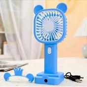 Resim Şarj Edilebilir Fanlı Kulaklı Taçlı Kalemtraşlı Telefon Tutuculu Vantilatör - Mavi 