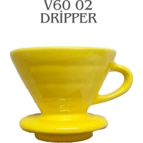 Resim Hubby Chef V60 02 Dripper Seramik Kahve Demleme Ekipmanı (Hardal Sarı) 