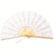 Resim Zarif Vintage Avrupa Dantel Nakışlı Katlanır Yelpaze - 26.92cm Bambu Dans & Performans Aksesuarı, Polyester 