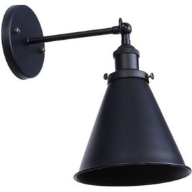 Resim Mylights Retro Rustik Konik Mat Siyah Duvar Aplik Hareketli Aplik Siyah 