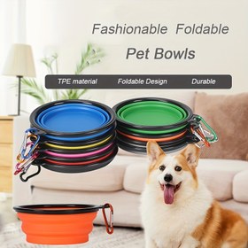 Resim Pet Malzemeleri Katlanır Kase Taşınabilir Pet Katlanır Kase Seyahat Köpek Kase Köpek Kase Köpek Pot Köpek Maması Aracı Köpek Maması Kedi Maması Su Kase Teleskopik Köpek Kase 